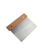 image shows Stainless Steel Dough Scraper with Wooden Handle against a blank, white background