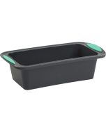 image shows Trudeau Silicone 8.5" x 4.5" Loaf Pan | Grey & Mint against a blank, white background