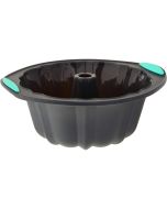 image shows Trudeau Silicone 10-Cup Fluted Cake Pan | Grey against a blank, white background