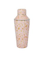 image shows Hazel Mazel Enameled Metal Cocktail Shaker | Zebra Print against a blank, white background