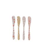 image shows Hazel Mazel 5.75" Enameled Stainless Steel Spreaders (Set of 4) | Animal Print against a blank, white background