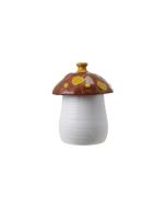 image shows Hazel Mazel Stoneware Mushroom Canister with Lid against a blank, white background