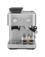 image shows KitchenAid Semi-Automatic Espresso Machine with Burr Grinder | Brushed Stainless Steel against a blank, white background  