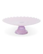image shows Core Home 13" Scalloped Daisy Cake Stand | Lavender Mist against a blank, white background