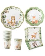  image shows Kate Aspen Woodland Baby 78-Piece Party Tableware Set  against a blank, white background