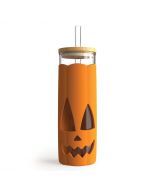  image shows OTOTO Glass Tumbler with Straws | Jack-O-Cup against a blank, white background