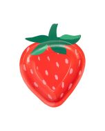  image shows My Mind's Eye 8-Piece Strawberry Shaped Paper Plates against a blank, white background