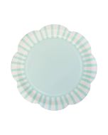 image shows My Mind's Eye 8-Piece 9" Scallops Paper Plates | Aqua against a blank, white background