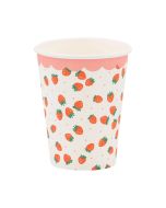 image shows My Mind's Eye 8-Piece 12oz Strawberries Party Cups  against a blank, white background