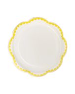 image shows My Mind's Eye 8-Piece 8" Dessert Paper Plates | Yellow against a blank, white background