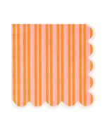 image shows My Mind's Eye 24-Piece Cocktail Paper Napkins | Orange & Pink Striped against a blank, white background