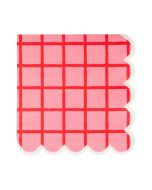 image shows My Mind's Eye 24-Piece Grid Cocktail Napkins | Red and Pink  against a blank, white background