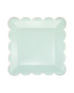  image shows My Mind's Eye 8-Piece 9" Square Paper Plates | Aqua Scalloped  against a blank, white background