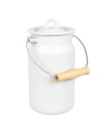 image shows STP Vintage Enamel 2L Milk Can with Lid | Pure White against a blank, white background