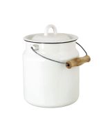 image shows STP Vintage Enamel 3.3L Milk Can with Lid | Pure White against a blank, white background