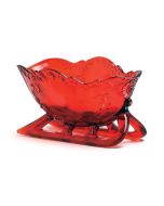  image shows Mosser Glass Holiday Collection Sleigh Figurine | Red against a blank, white background