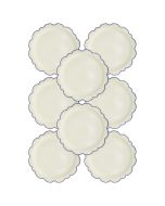  image shows My Mind's Eye Pembroke Cream with Blue Edge 12" Paper Plate against a blank, white background