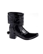  image shows Mosser Glass 1.25oz Cowboy Boot Shot Glass | Black against a blank, white background