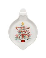image shows Fiesta® 8.75" Ornament Shaped Plate | Holly Berry Christmas Tree against a blank, white background