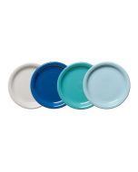 image shows Fiesta® 4-Piece 7.25" Bistro Coupe Salad Plate Set | Coastal Blues  against a blank, white background