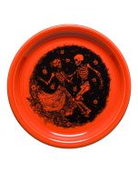 image shows Fiesta® 9" Bistro Coupe Luncheon Plate | Skeleton Duet Poppy against a blank, white background