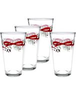  image shows Fiesta® 16oz Cooler Glasses (Set of 4) | Holly Berry Christmas Garland against a blank, white background