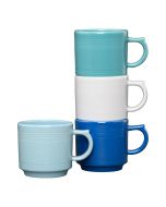 image shows Fiesta® 4-Piece 16oz Stackable Mug Set | Coastal Blues against a blank, white background