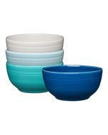 image shows Fiesta® 4-Piece 22oz Bistro Coupe Cereal Bowl Set (5.5") | Coastal Blues against a blank, white background