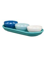  image shows Fiesta® 4-Piece Condiment Set | Coastal Blues against a blank, white background