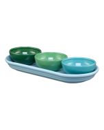 image shows Fiesta® 4-Piece Condiment Set | Aegean against a blank, white background
