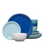image shows Fiesta® 12-Piece Bistro Coupe Dinnerware Set (Service for 4) | Coastal Blues against a blank, white background
