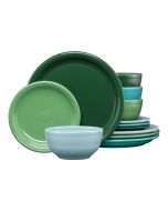 image shows Fiesta® 12-Piece Bistro Coupe Dinnerware Set (Service for 4) | Aegean  against a blank, white background