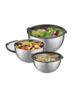 image shows Gefu Mondi 3-Piece Food Storage Bowls with Lids  against a blank, white background