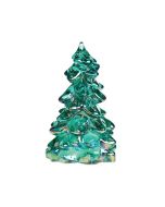 image shows Mosser Glass Holiday Collection 5.5" Tree Figurine | Teal Carnival  against a blank, white background