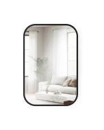 image shows Umbra Hub Rectangle Wall Mirror | Black against a blank, white background