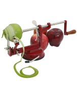 this image shows the Johnny Apple Corer Slicer With Suction Base being used to peel apples 