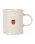 image shows Danica Jubilee Petite Motif 16oz Embossed Mug | Strawberry against a blank, white background