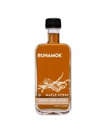 image shows Runamok Cinnamon and Vanilla Infused Maple Syrup against a blank, white background