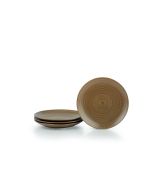 Everything Kitchens Modern Colorful Neutrals - Rippled 8" Side Plates (Set of 4) - Matte | Mocha
