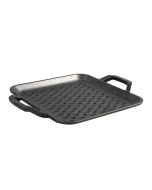 image shows Lodge Cast Iron 11" Chef Style Square Grill Topper  against a blank, white background