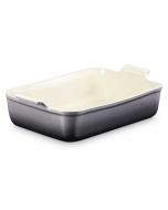  image shows Le Creuset Heritage 6.75 Qt. Stoneware Deep Rectangular Lasagna Dish | Oyster against a blank, white background
