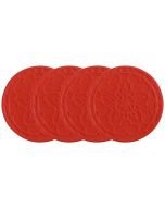 Le Creuset French Drink Coasters 4 PC - Cherry Red Silicone