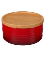 Le Creuset 23 oz. [5 1/2" diameter] Canister with Wood Lid, Cerise Red (Storage Containers) PG1517-1467