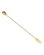 Mercer Barfly 15.75" Gold-Plated Bar Spoon with Fork