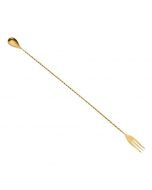 Mercer Barfly 19.6" Gold-Plated Bar Spoon with Fork
