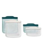 four reusable bags in Lagoon and Oat