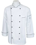 Mercer Renaissance Cutlery: 5XL Men's Chef Jacket/Chef Coat (White w/ Black Piping) w/ Traditional Neck for Food Industry Professionals (Commis, Sous Chef, or Chef de Cuisine): M62090WB5X