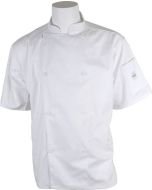 Mercer Genesis Cutlery: Large White Unisex Chef Jacket/Chef Coat w/ Short Sleeves for Food Industry Professionals (Commis, Sous Chef, or Chef de Cuisine): M61012WHL