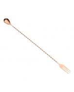 Mercer Barfly 15.75In Copper-Plated Bar Spoon with Fork. M37010