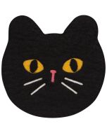 image shows Danica Jubilee Felted Wool Trivet | Black Cat against a blank, white background